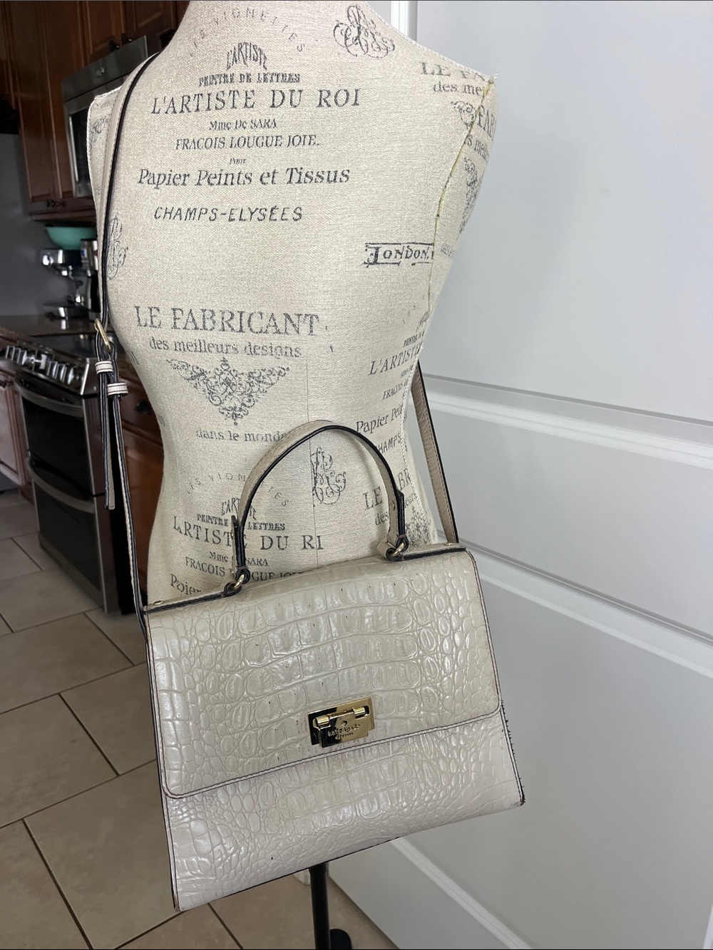 Kate Spade knightsbridge Doris gray crocodile embossed leather Crossbody - Picture 2 of 15